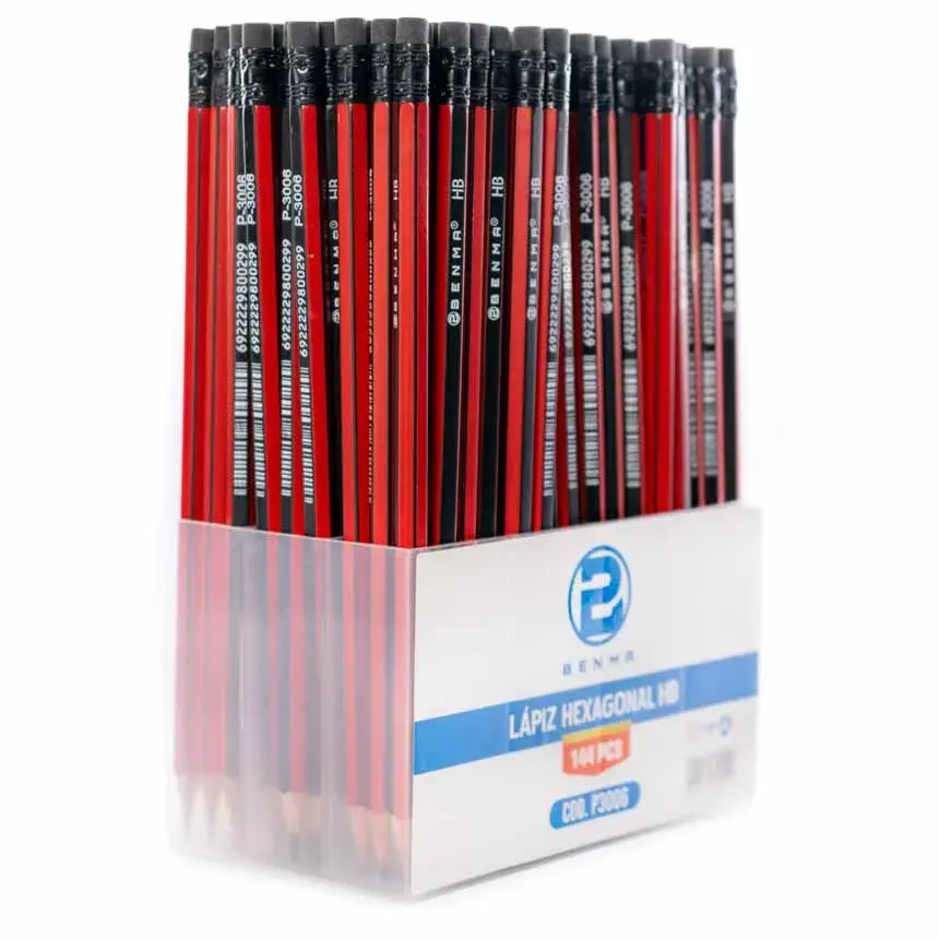 lapiz-negro-hexagonal-rayado-con-rojo-benma-144pcs-187.webp