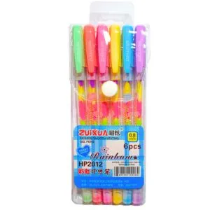 Boligrafo arco iris fashion smooth writing gel pens Zuixua 6 colores