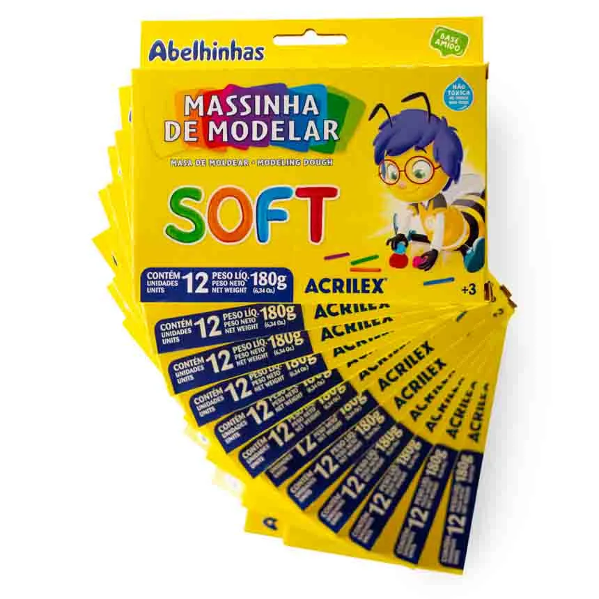 Plastilina Acrilex Soft 180g Grande 12 colores