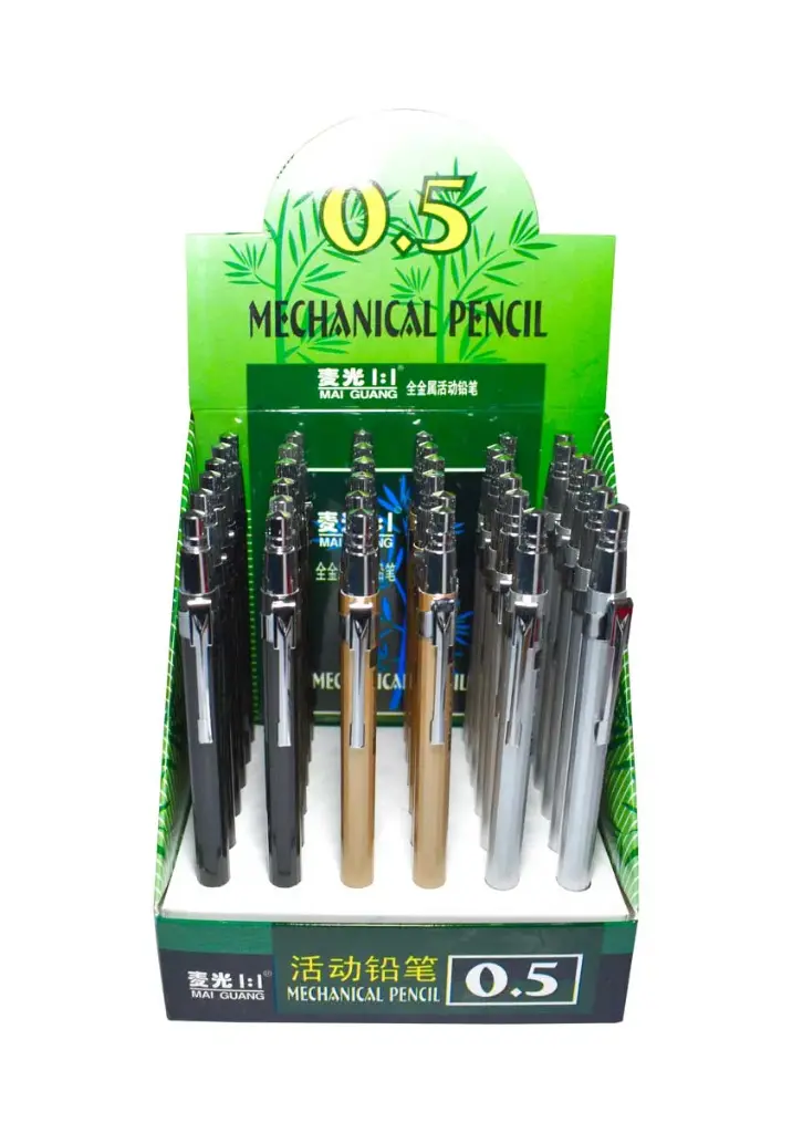 Portaminas mecanismo metalico 1001 colores plateado y dorado 0.5mm exhibidor de 36u