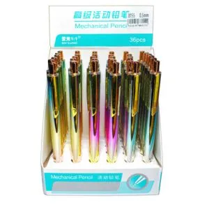 Portaminas mecanismo metalico 8155 cromado ARCO IRIS 0.5mm exhibidor de 36u