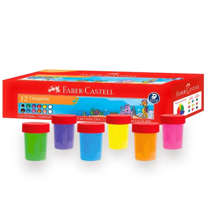 Tempera 15ml Faber Castell 12 colores