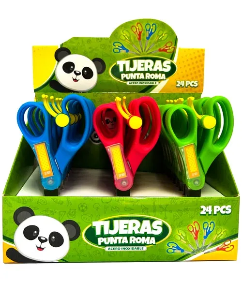 Tijeras punta roma con nombre CreArte 3 colores 24u