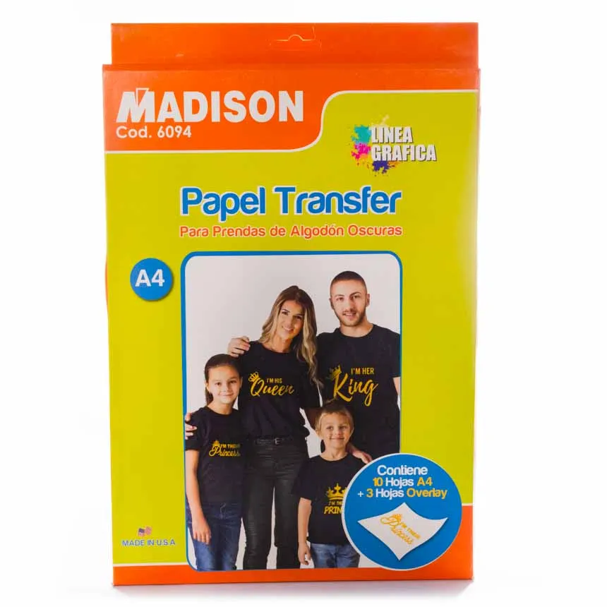 Transfer Textil Oscuro A4 10pcs