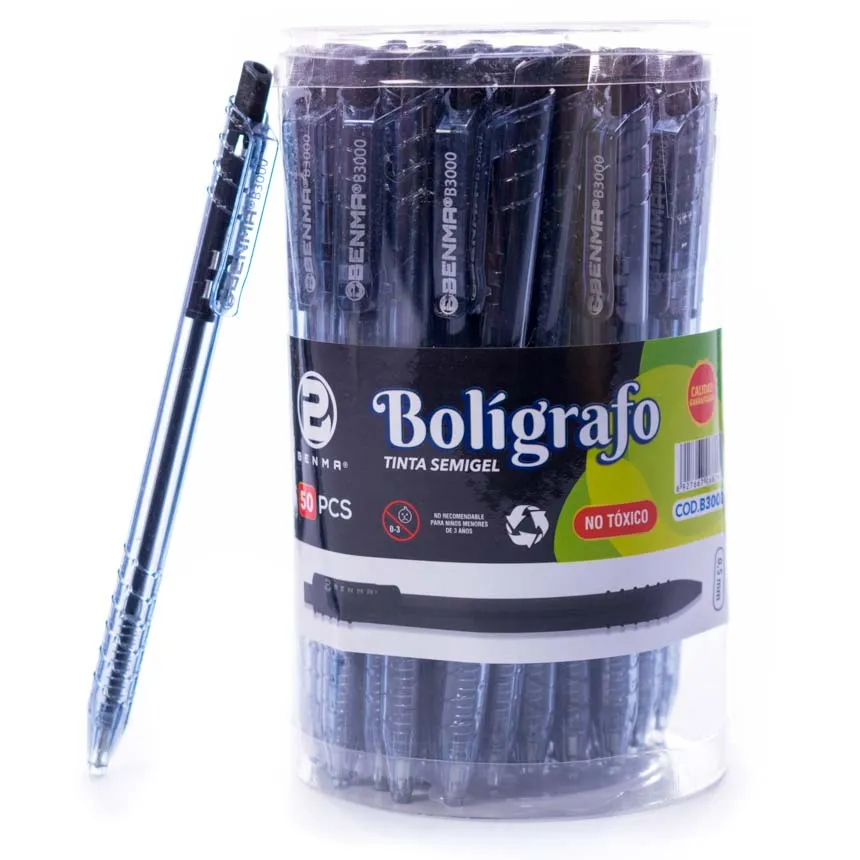 Boligrafo Retractil tinta semigel BENMA de 50u