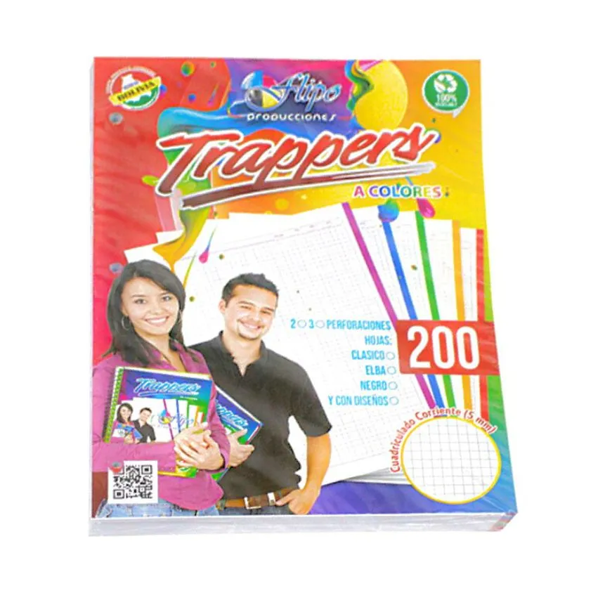 Hojas Traper Flipo Clasico 5 colores 200 hojas
