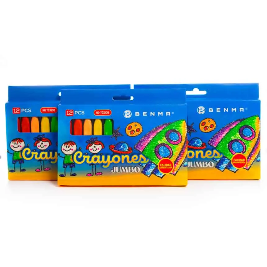 Crayon Jumbo Triangular Benma de 12 Colores