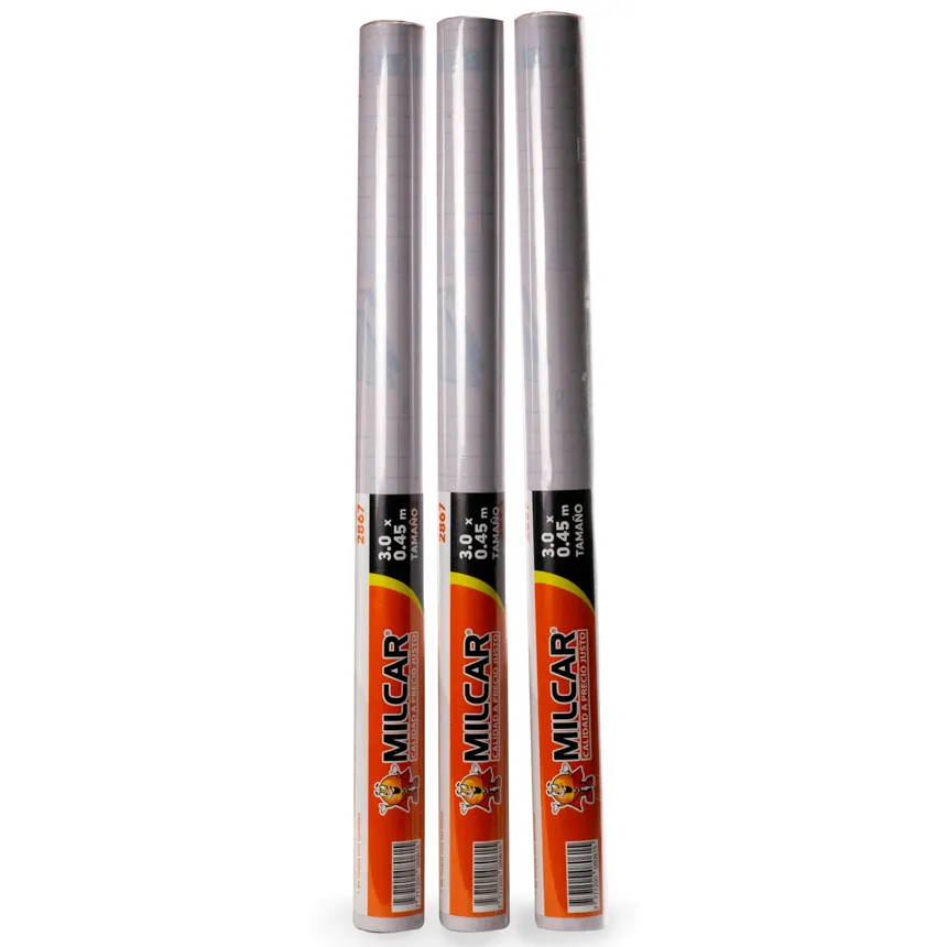 Forro adhesivo plastico trasparente Milcar 45cmx3mts