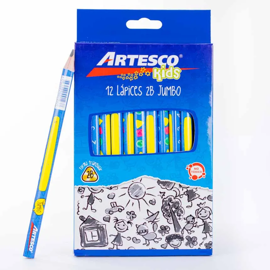 Lapiz Negro Jumbo 2B Triangular KIDS Artesco 12u