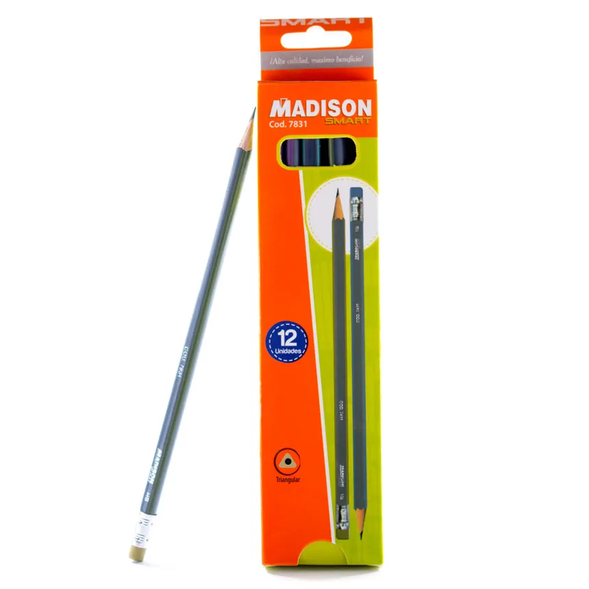 Lapiz Negro Madison HB Tri con GOMA