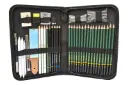 Lapices de dibujo, pasteles, carbones, borradores, lmaleables estuche de tela de 42u